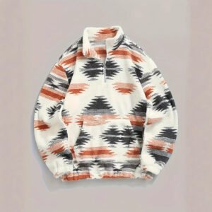 Bohemian Zipper Fleece Sweatshirt Top For Women